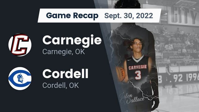 Watch this highlight video of the Carnegie (OK) football team in its game Recap: Carnegie  vs. Cordell  2022 on Sep 30, 2022
