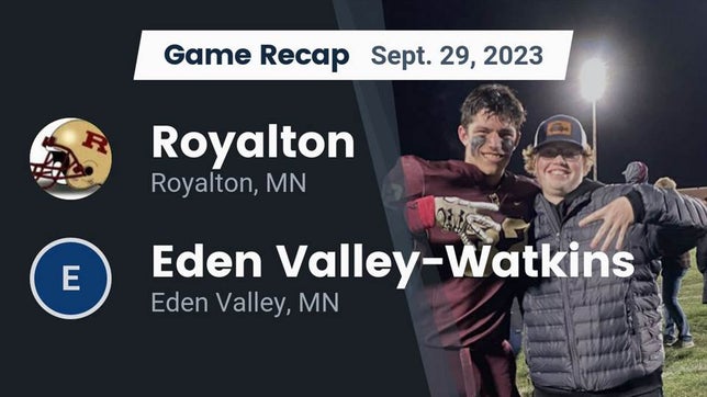 Watch this highlight video of the Royalton (MN) football team in its game Recap: Royalton  vs. Eden Valley-Watkins  2023 on Sep 29, 2023