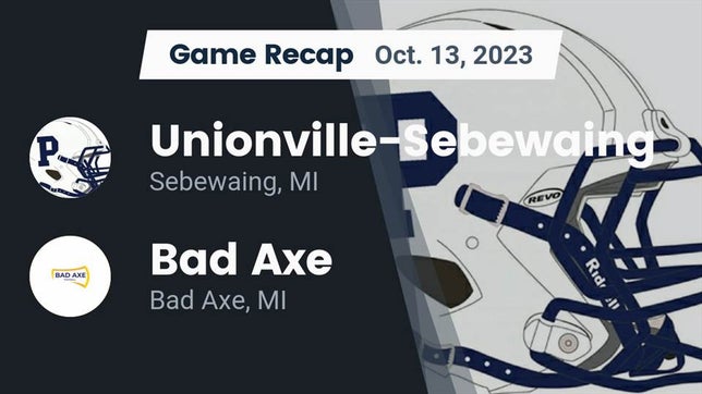 Watch this highlight video of the Unionville-Sebewaing (Sebewaing, MI) football team in its game Recap: Unionville-Sebewaing  vs. Bad Axe  2023 on Oct 13, 2023