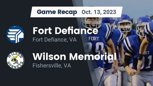 Watch this highlight video of the Fort Defiance (VA) football team in its game Recap: Fort Defiance  vs. Wilson Memorial  2023 on Oct 13, 2023