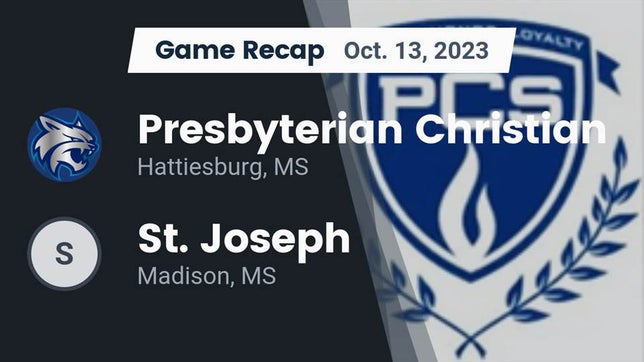 Watch this highlight video of the Presbyterian Christian (Hattiesburg, MS) football team in its game Recap: Presbyterian Christian  vs. St. Joseph 2023 on Oct 13, 2023