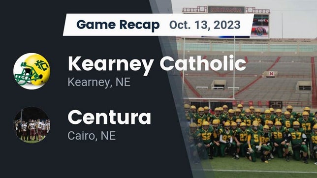 Watch this highlight video of the Kearney Catholic (Kearney, NE) football team in its game Recap: Kearney Catholic  vs. Centura  2023 on Oct 13, 2023