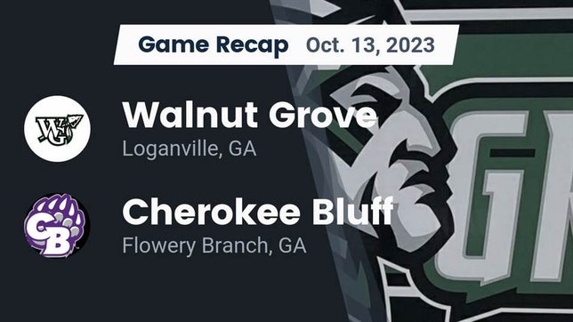 Watch this highlight video of the Walnut Grove (GA) football team in its game Recap: Walnut Grove  vs. Cherokee Bluff   2023 on Oct 13, 2023