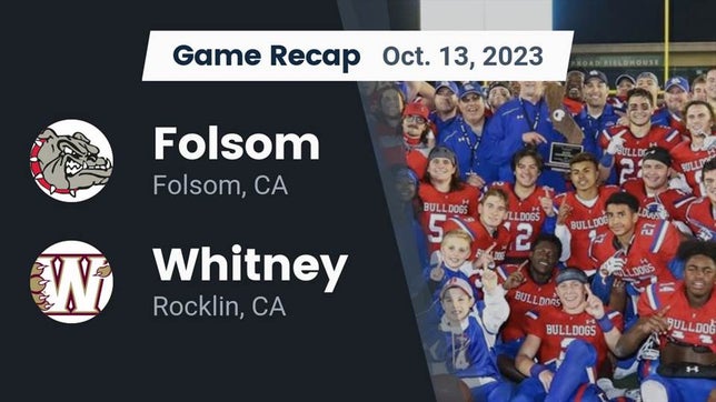 Watch this highlight video of the Folsom (CA) football team in its game Recap: Folsom  vs. Whitney  2023 on Oct 13, 2023