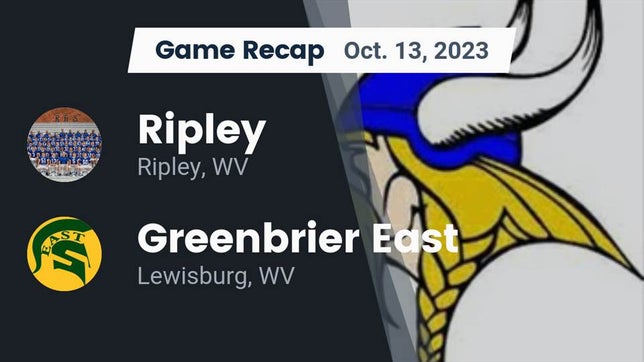 Watch this highlight video of the Ripley (WV) football team in its game Recap: Ripley  vs. Greenbrier East  2023 on Oct 13, 2023