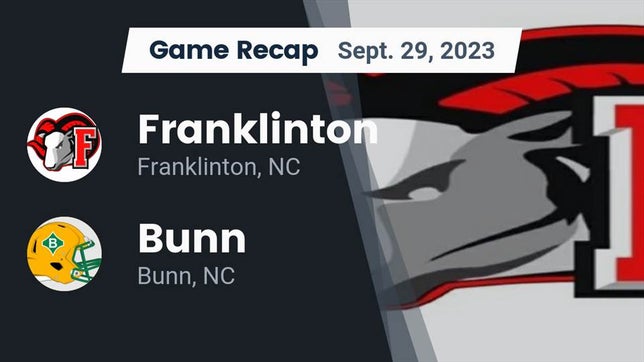 Watch this highlight video of the Franklinton (NC) football team in its game Recap: Franklinton  vs. Bunn  2023 on Sep 29, 2023