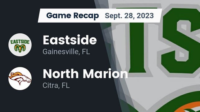 Watch this highlight video of the Eastside (Gainesville, FL) football team in its game Recap: Eastside  vs. North Marion  2023 on Sep 28, 2023