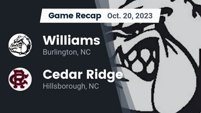 Watch this highlight video of the Williams (Burlington, NC) football team in its game Recap: Williams  vs. Cedar Ridge  2023 on Oct 19, 2023