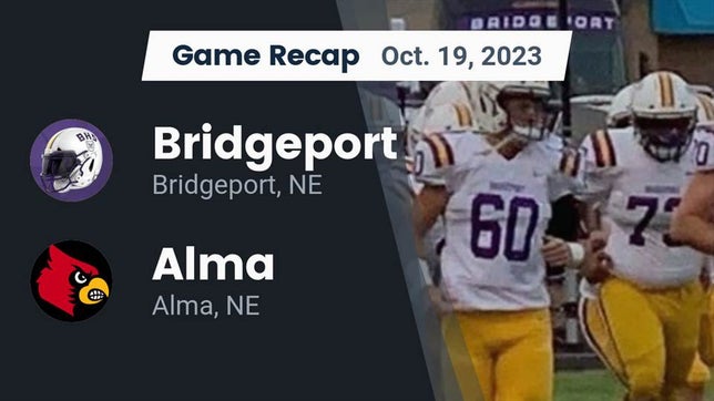 Watch this highlight video of the Bridgeport (NE) football team in its game Recap: Bridgeport  vs. Alma  2023 on Oct 19, 2023