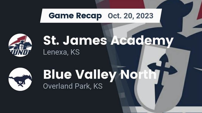 Watch this highlight video of the St. James Academy (Lenexa, KS) football team in its game Recap: St. James Academy  vs. Blue Valley North  2023 on Oct 20, 2023