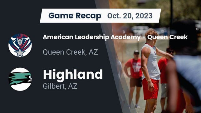 Watch this highlight video of the American Leadership Academy (Queen Creek, AZ) football team in its game Recap: American Leadership Academy - Queen Creek vs. Highland  2023 on Oct 20, 2023