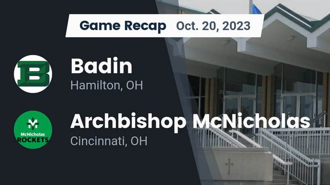 Watch this highlight video of the Badin (Hamilton, OH) football team in its game Recap: Badin  vs. Archbishop McNicholas  2023 on Oct 20, 2023