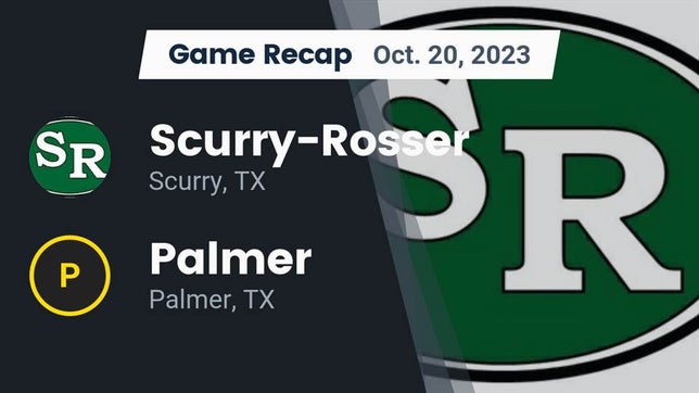 Watch this highlight video of the Scurry-Rosser (Scurry, TX) football team in its game Recap: Scurry-Rosser  vs. Palmer  2023 on Oct 20, 2023