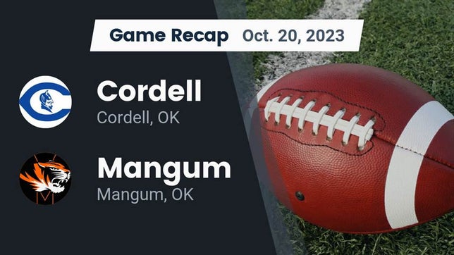 Watch this highlight video of the Cordell (OK) football team in its game Recap: Cordell  vs. Mangum  2023 on Oct 20, 2023