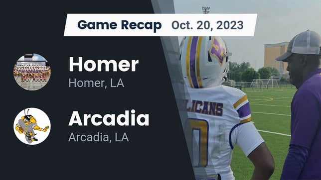 Watch this highlight video of the Homer (LA) football team in its game Recap: Homer  vs. Arcadia  2023 on Oct 20, 2023