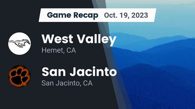 Watch this highlight video of the West Valley (Hemet, CA) football team in its game Recap: West Valley  vs. San Jacinto  2023 on Oct 19, 2023