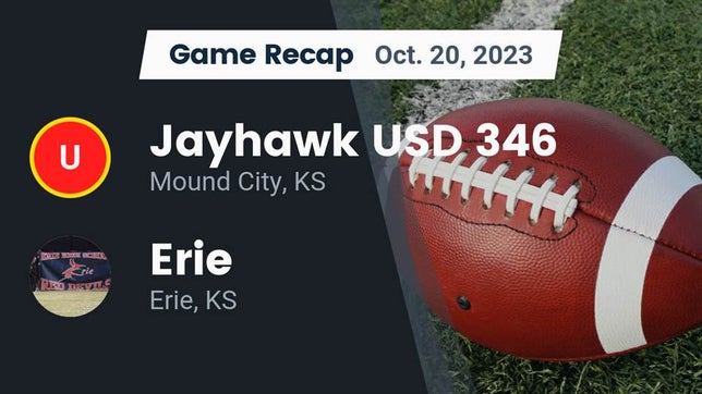 Watch this highlight video of the Jayhawk Linn (Mound City, KS) football team in its game Recap: Jayhawk USD 346 vs. Erie  2023 on Oct 20, 2023