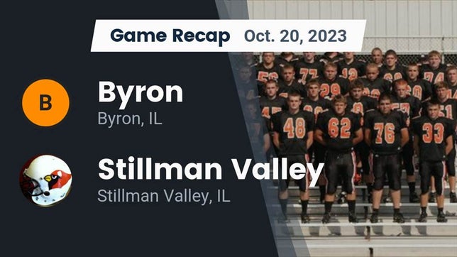 Watch this highlight video of the Byron (IL) football team in its game Recap: Byron  vs. Stillman Valley  2023 on Oct 20, 2023