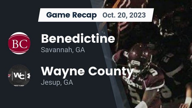 Watch this highlight video of the Benedictine (Savannah, GA) football team in its game Recap: Benedictine  vs. Wayne County  2023 on Oct 20, 2023