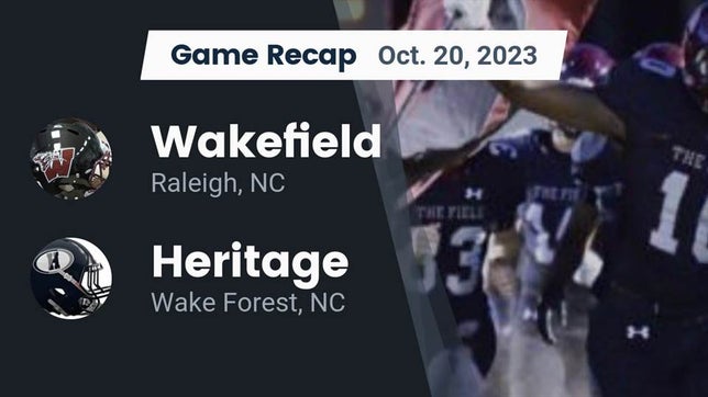 Watch this highlight video of the Wakefield (Raleigh, NC) football team in its game Recap: Wakefield  vs. Heritage  2023 on Oct 20, 2023