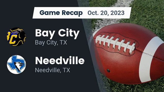 Watch this highlight video of the Bay City (TX) football team in its game Recap: Bay City  vs. Needville  2023 on Oct 20, 2023