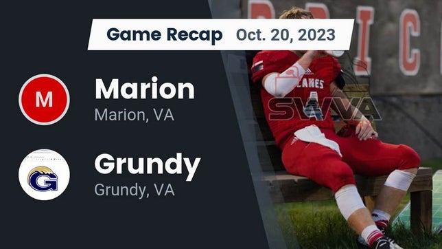 Watch this highlight video of the Marion (VA) football team in its game Recap: Marion  vs. Grundy  2023 on Oct 20, 2023