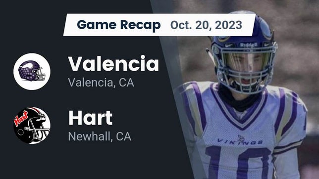 Watch this highlight video of the Valencia (CA) football team in its game Recap: Valencia  vs. Hart  2023 on Oct 20, 2023