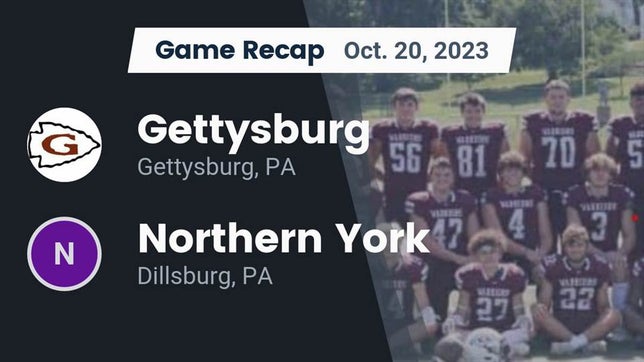 Watch this highlight video of the Gettysburg (PA) football team in its game Recap: Gettysburg  vs. Northern York  2023 on Oct 20, 2023