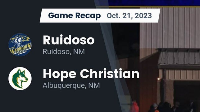Watch this highlight video of the Ruidoso (NM) football team in its game Recap: Ruidoso  vs. Hope Christian  2023 on Oct 21, 2023