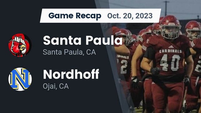 Watch this highlight video of the Santa Paula (CA) football team in its game Recap: Santa Paula  vs. Nordhoff  2023 on Oct 20, 2023