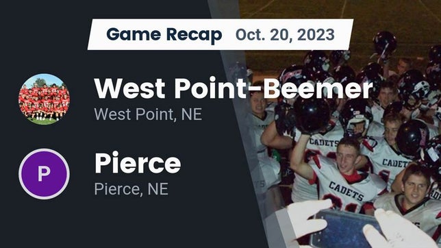 Watch this highlight video of the West Point-Beemer (West Point, NE) football team in its game Recap: West Point-Beemer  vs. Pierce  2023 on Oct 20, 2023