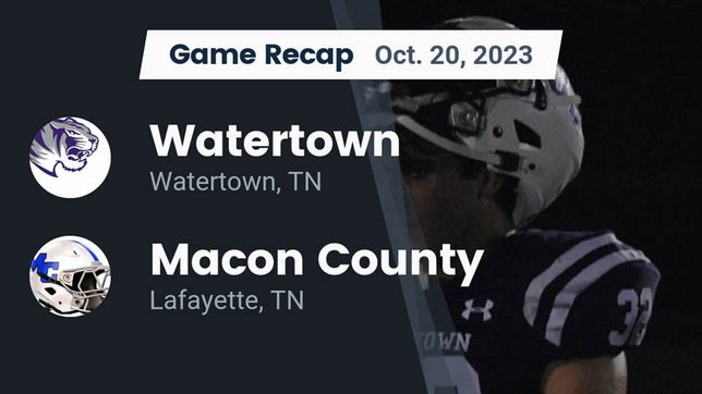 Watch this highlight video of the Watertown (TN) football team in its game Recap: Watertown  vs. Macon County  2023 on Oct 20, 2023