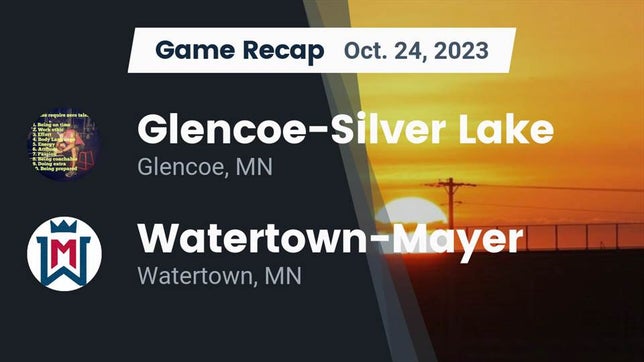 Watch this highlight video of the Glencoe-Silver Lake (Glencoe, MN) football team in its game Recap: Glencoe-Silver Lake  vs. Watertown-Mayer  2023 on Oct 24, 2023