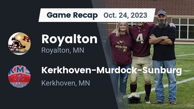 Watch this highlight video of the Royalton (MN) football team in its game Recap: Royalton  vs. Kerkhoven-Murdock-Sunburg  2023 on Oct 24, 2023