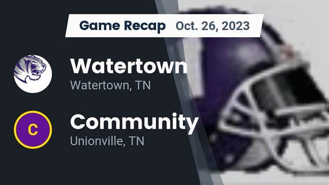 Watch this highlight video of the Watertown (TN) football team in its game Recap: Watertown  vs. Community  2023 on Oct 26, 2023
