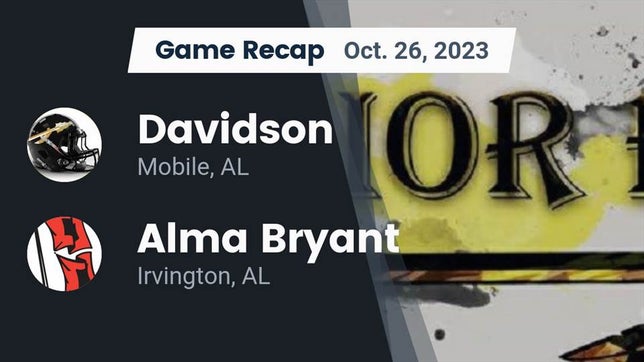 Watch this highlight video of the Davidson (Mobile, AL) football team in its game Recap: Davidson  vs. Alma Bryant  2023 on Oct 26, 2023