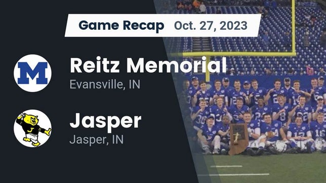 Watch this highlight video of the Evansville Memorial (Evansville, IN) football team in its game Recap: Reitz Memorial  vs. Jasper  2023 on Oct 27, 2023