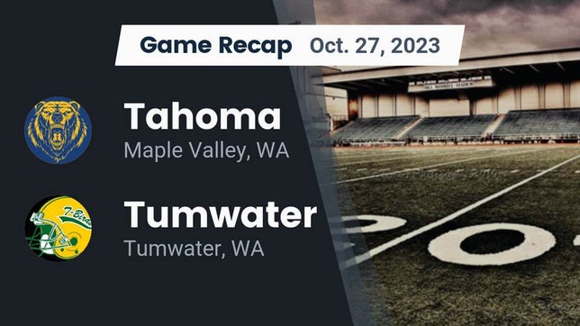 Watch this highlight video of the Tahoma (Maple Valley, WA) football team in its game Recap: Tahoma  vs. Tumwater  2023 on Oct 27, 2023
