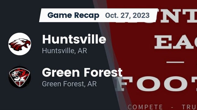Watch this highlight video of the Huntsville (AR) football team in its game Recap: Huntsville  vs. Green Forest  2023 on Oct 27, 2023