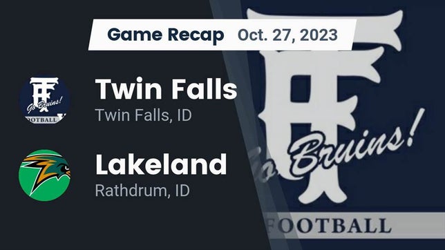Watch this highlight video of the Twin Falls (ID) football team in its game Recap: Twin Falls  vs. Lakeland  2023 on Oct 27, 2023