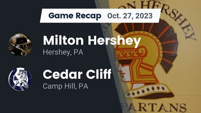 Watch this highlight video of the Milton Hershey (Hershey, PA) football team in its game Recap: Milton Hershey  vs. Cedar Cliff  2023 on Oct 27, 2023