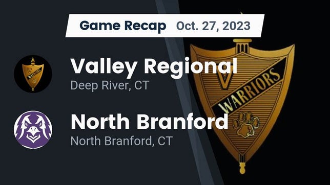 Watch this highlight video of the Valley Regional/Old Lyme (Deep River, CT) football team in its game Recap: Valley Regional  vs. North Branford  2023 on Oct 27, 2023