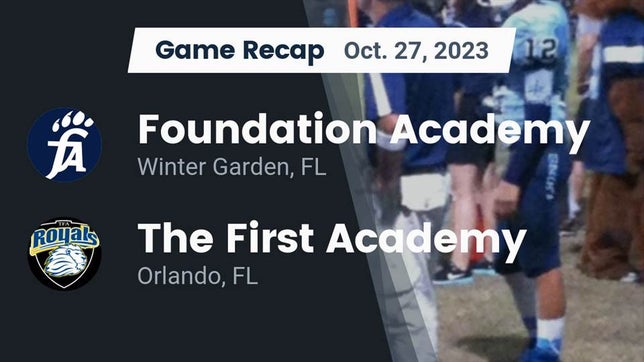 Watch this highlight video of the Foundation Academy (Winter Garden, FL) football team in its game Recap: Foundation Academy  vs. The First Academy 2023 on Oct 27, 2023