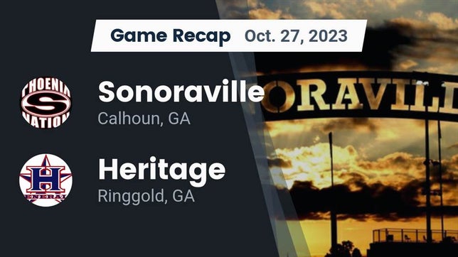 Watch this highlight video of the Sonoraville (Calhoun, GA) football team in its game Recap: Sonoraville  vs. Heritage  2023 on Oct 27, 2023