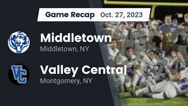 Watch this highlight video of the Middletown (NY) football team in its game Recap: Middletown  vs. Valley Central  2023 on Oct 27, 2023