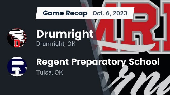 Watch this highlight video of the Drumright (OK) football team in its game Recap: Drumright  vs. Regent Preparatory School  2023 on Oct 6, 2023