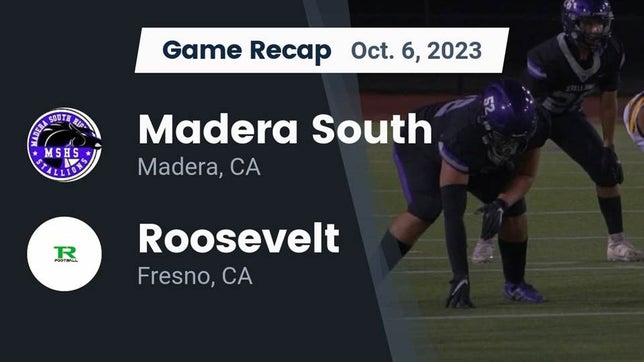 Watch this highlight video of the Madera South (Madera, CA) football team in its game Recap: Madera South  vs. Roosevelt  2023 on Oct 6, 2023