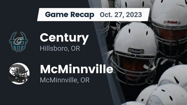 Watch this highlight video of the Century (Hillsboro, OR) football team in its game Recap: Century  vs. McMinnville  2023 on Oct 27, 2023