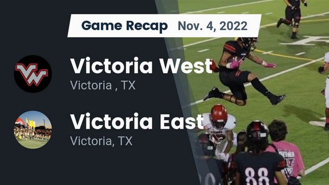 Watch this highlight video of the Victoria West (Victoria, TX) football team in its game Recap: Victoria West  vs. Victoria East  2022 on Nov 4, 2022