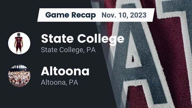 Watch this highlight video of the State College (PA) football team in its game Recap: State College  vs. Altoona  2023 on Nov 10, 2023